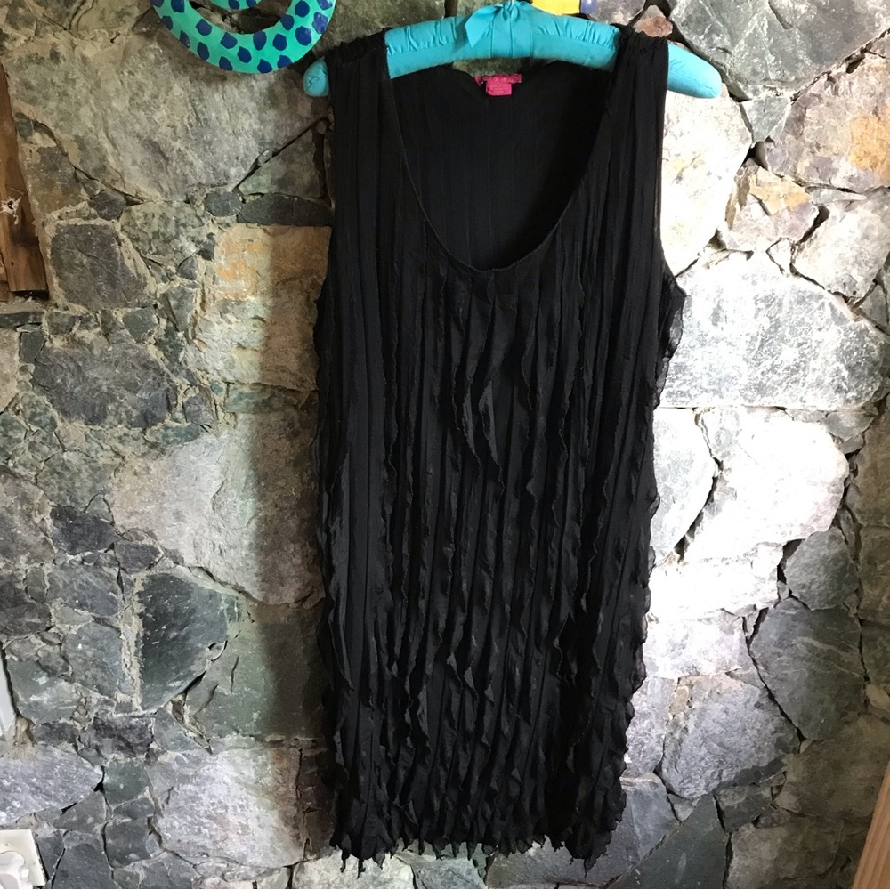 Sunny Leigh polyester spandex black ruffled dress size XL